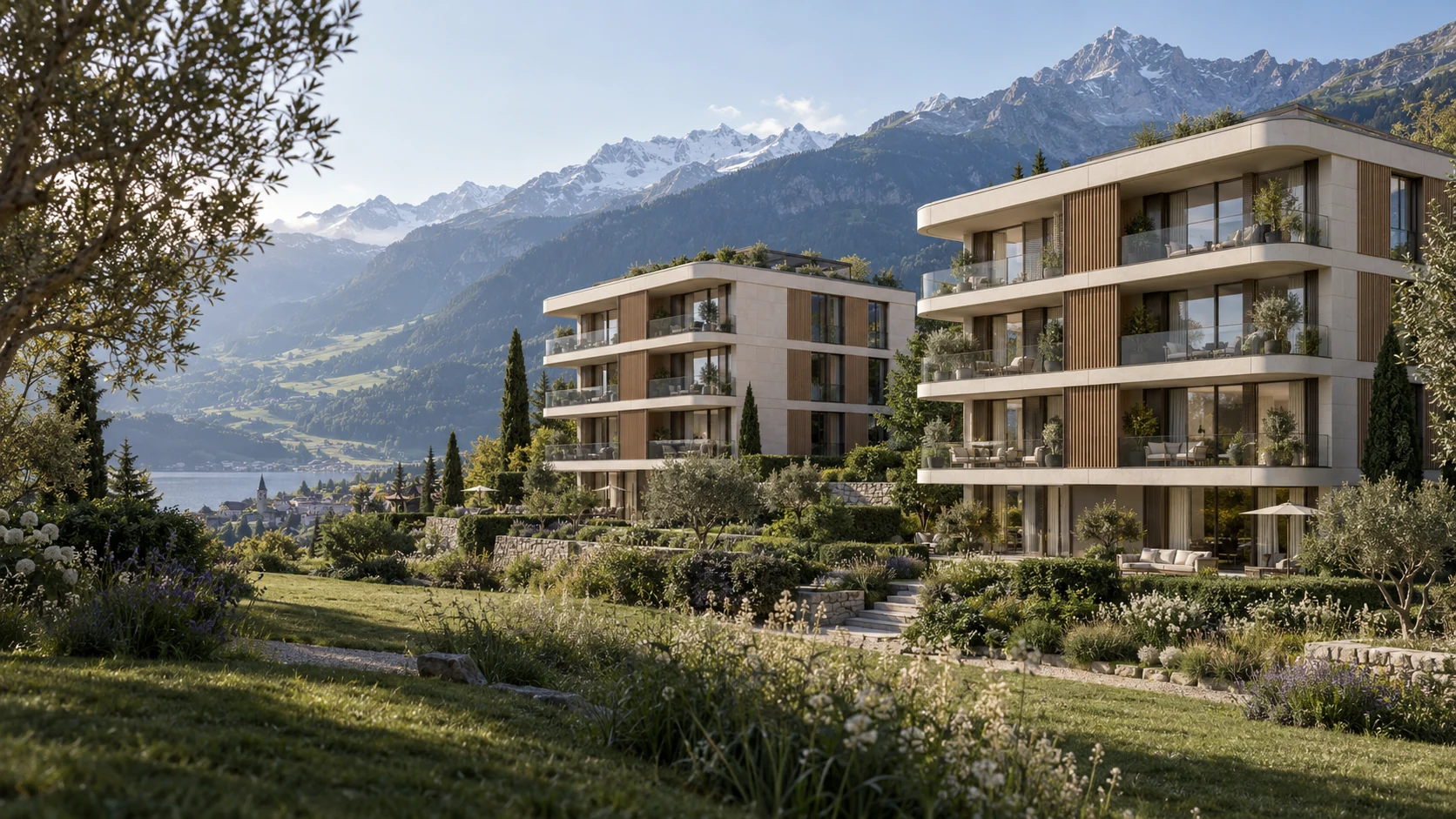 Vue d’ensemble des bâtiments A et B de Belvédère